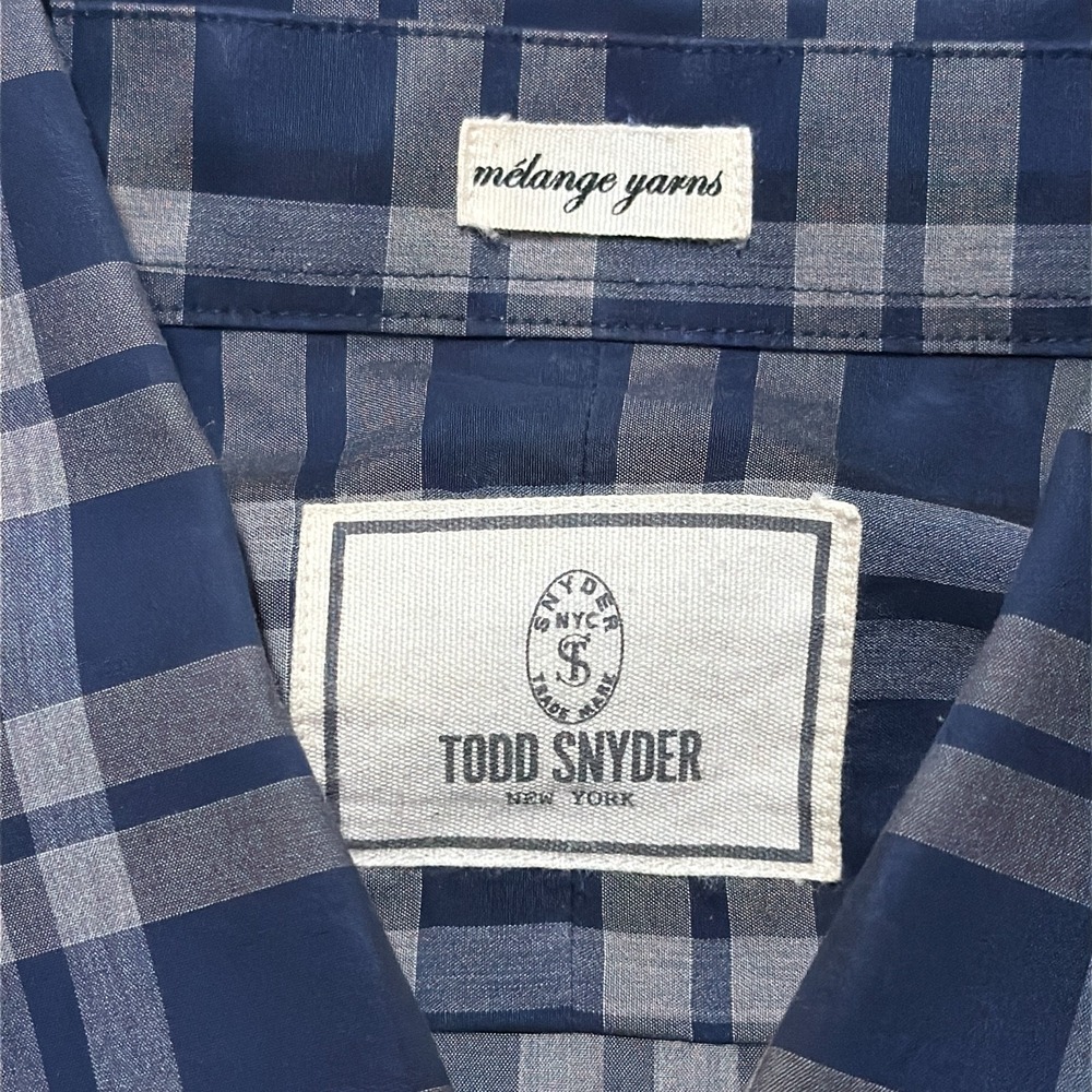 Todd Snyder Dress Shirt Mens 15.5 34/35 Blue Plaid Cotton Melange Yarns Business - Picture 3 of 8